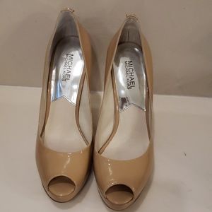 Michael Kors nude platform peeptoe pumps